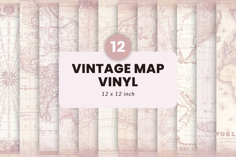 Vintage map vinyl sheets 12x12 inch- 12 Designs