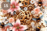 Steampunk Floral Bees Vinyl collection- 12x12 vinyl sheets-20 designs available