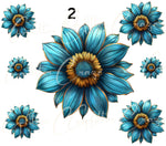 Turquoise and Sunflowers- Decal sheets- 7 design sheets