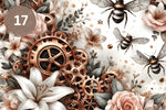 Steampunk Floral Bees Vinyl collection- 12x12 vinyl sheets-20 designs available