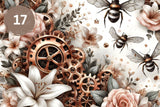 Steampunk Floral Bees Vinyl collection- 12x12 vinyl sheets-20 designs available