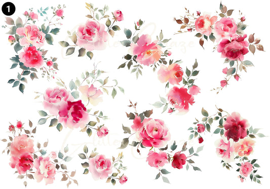 Watercolor Floral Decal Sheets 11 design