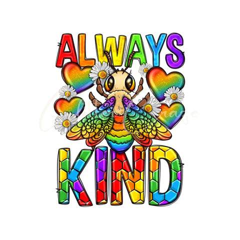 Always Bee Kind Rainbow UV DTF Decal