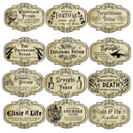 Potion Label Decals- 12x12 sheet 8 Sheet Designs