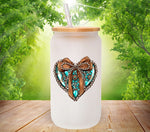 Turquoise Concho Heart UV DTF Decals