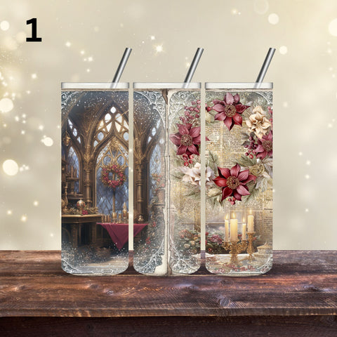 Victorian Christmas vinyl tumbler wraps- 9 Designs