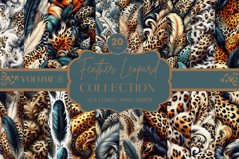 Feather Leopard Vol. 2 Vinyl collection- 12x12 vinyl sheets-20 designs available