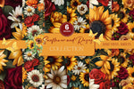 Sunflowers and Roses Vinyl collection- 12x12 vinyl sheets- 6 designs available