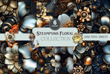 Steampunk Floral Vinyl collection- 12x12 vinyl sheets- 6 designs available