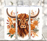 3D Highland Cow vinyl tumbler wrap-8 designs