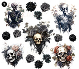 Skulls and Flowers UV DTF decal sheets- 3 Designs