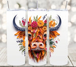 3D Highland Cow vinyl tumbler wrap-8 designs