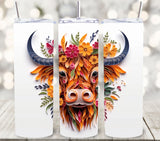 3D Highland Cow vinyl tumbler wrap-8 designs