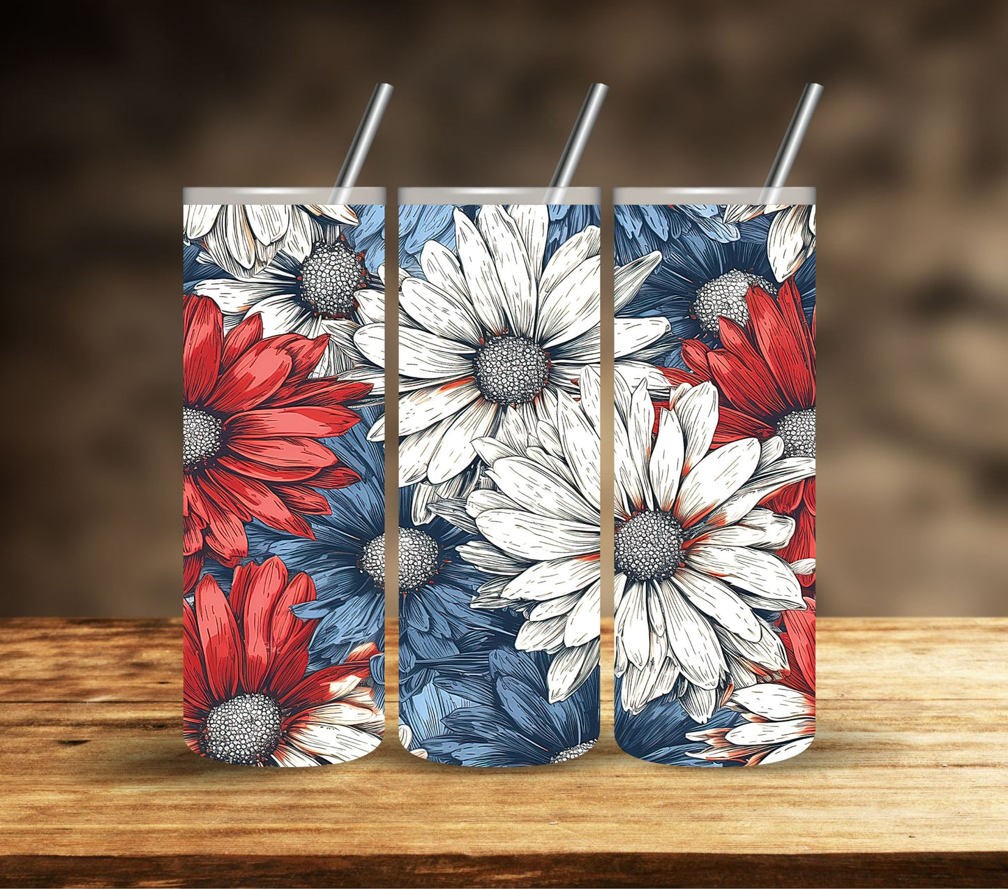 Patriotic Floral Vinyl Tumbler wraps- 11 designs