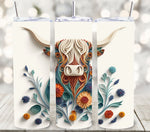 3D Highland Cow vinyl tumbler wrap-8 designs