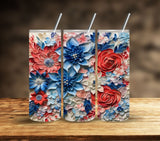 Patriotic Floral Vinyl Tumbler wraps- 11 designs