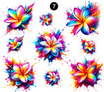 Tropical Flowers and Leaves UV DTF - 7 Designs