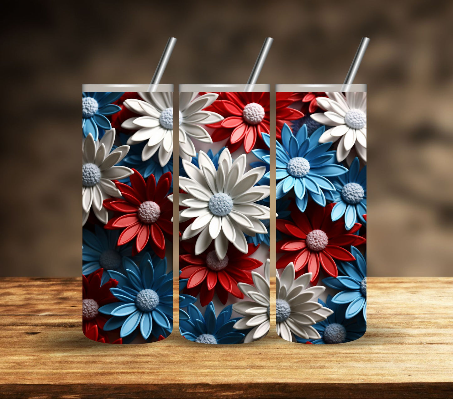 Patriotic Floral Vinyl Tumbler wraps- 11 designs