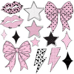 All the Pink and Black Hearts UV DTF Decal accent Sheet 10x10