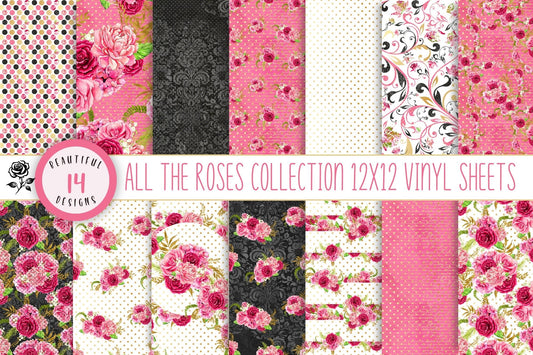 All the Roses Vinyl Collection- 12x12 sheets- 14 Design Options