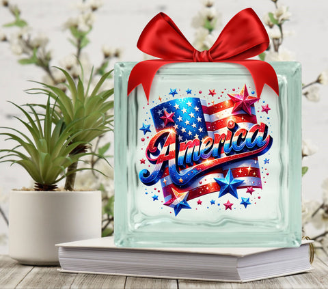 America Glass Block Decal