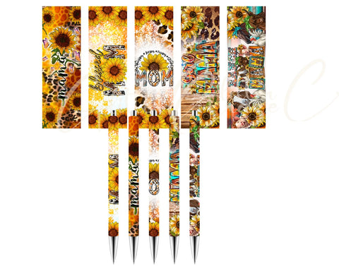 Sunflower Mom UV DTF Stainless Steel Pen Wraps