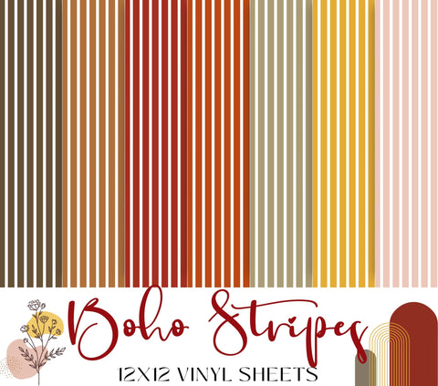 Boho Stripes Collection 12x12 Vinyl Sheets- 7 Designs Available