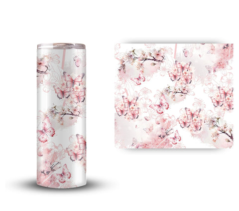 Butterflies and Cherry Blossom UV DTF Tumbler wraps