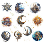 Celestial Steampunk UV DTF Decal sheet 2 Designs