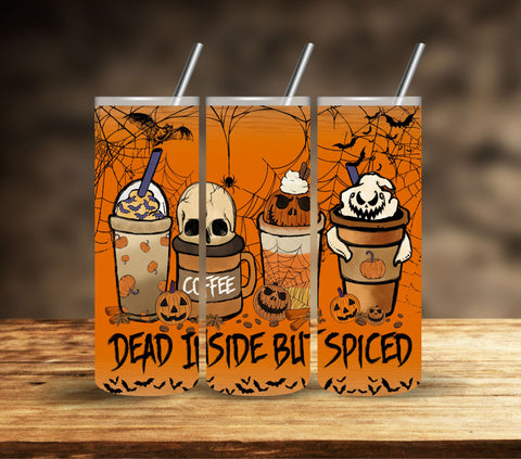 Dead Inside But Spiced Vinyl Tumbler wraps