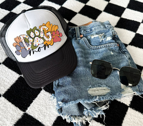 Dog mom floral DTF hat transfers