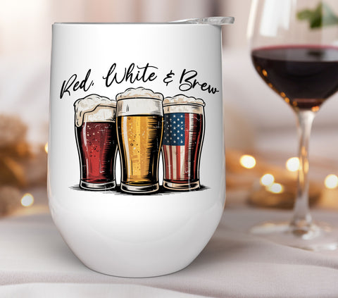 Red white and brew UV DTF Decals