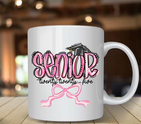 Senior pink bow UV DTF Decals