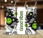 Good Vibes Checker Vinyl tumbler wraps