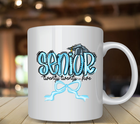 Senior blue bow UV DTF Decals
