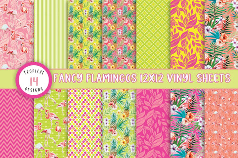 Fancy Flamingos 12x12 Vinyl Sheets- 14 Design Options