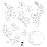 Floral outline UV DTF Decal accent Sheet 10x10 2 Designs