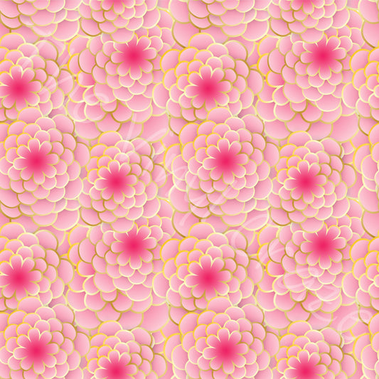 Gold Lined Pink Flowers Adhesive Vinyl