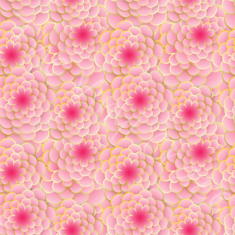 Gold Lined Pink Flowers Adhesive Vinyl