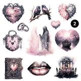 Gothic Valentine Pink UV DTF Decal sheets 3- Designs