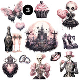 Gothic Valentine Pink UV DTF Decal sheets 3- Designs