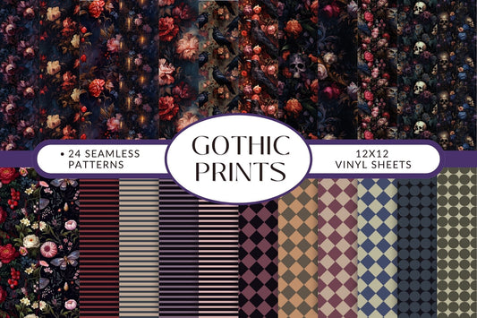 Gothic Prints 12x12 Vinyl Sheets- 24 Design Options