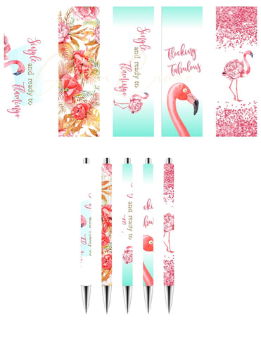 Single and ready to flamingo UV Stainless Pen wraps- set of 5