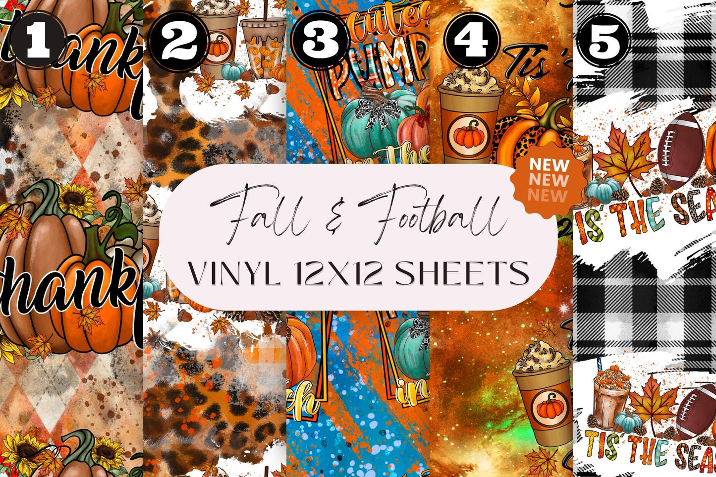 Fall & Football 12x12 Vinyl collection- 5 Designs