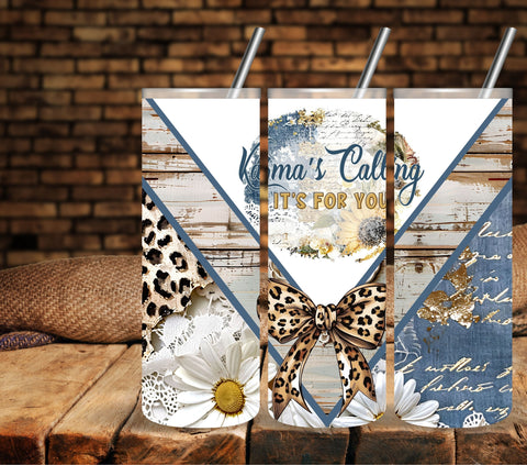 Karma's Calling- Daisies and Denim Vsplit  Vinyl tumbler wraps