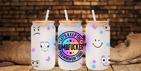 Let's Keep the Dumbfuckery UV DTF 16oz Libbey wrap