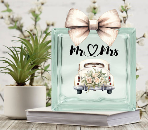 Mr. & Mrs.  Glass Block Decal