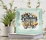 Birthday Girl Black Leopard Glass Block Decal