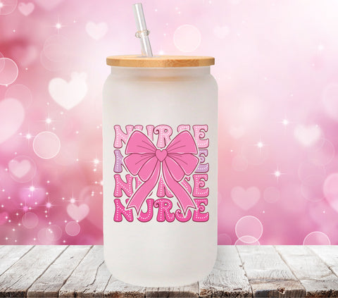 Nurse pink bow UV DTF Decals