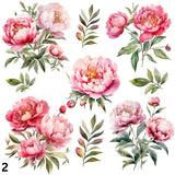 Peonies UV DTF Decal sheet- 2 Designs available 10x10 sheets